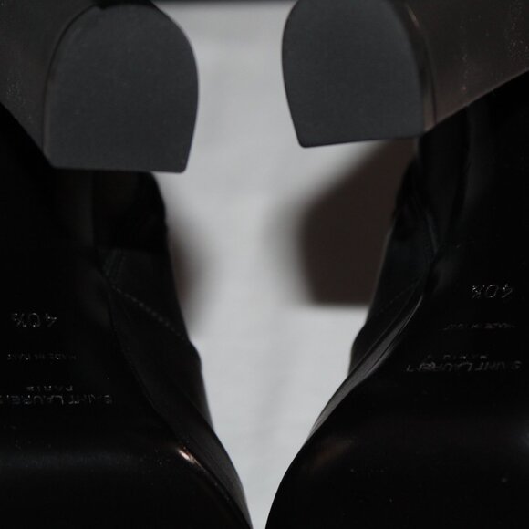 NWB Saint Laurent Taboo Platform Tall Black Leather Heels Boots Side Zip 40.5 - Picture 10 of 12